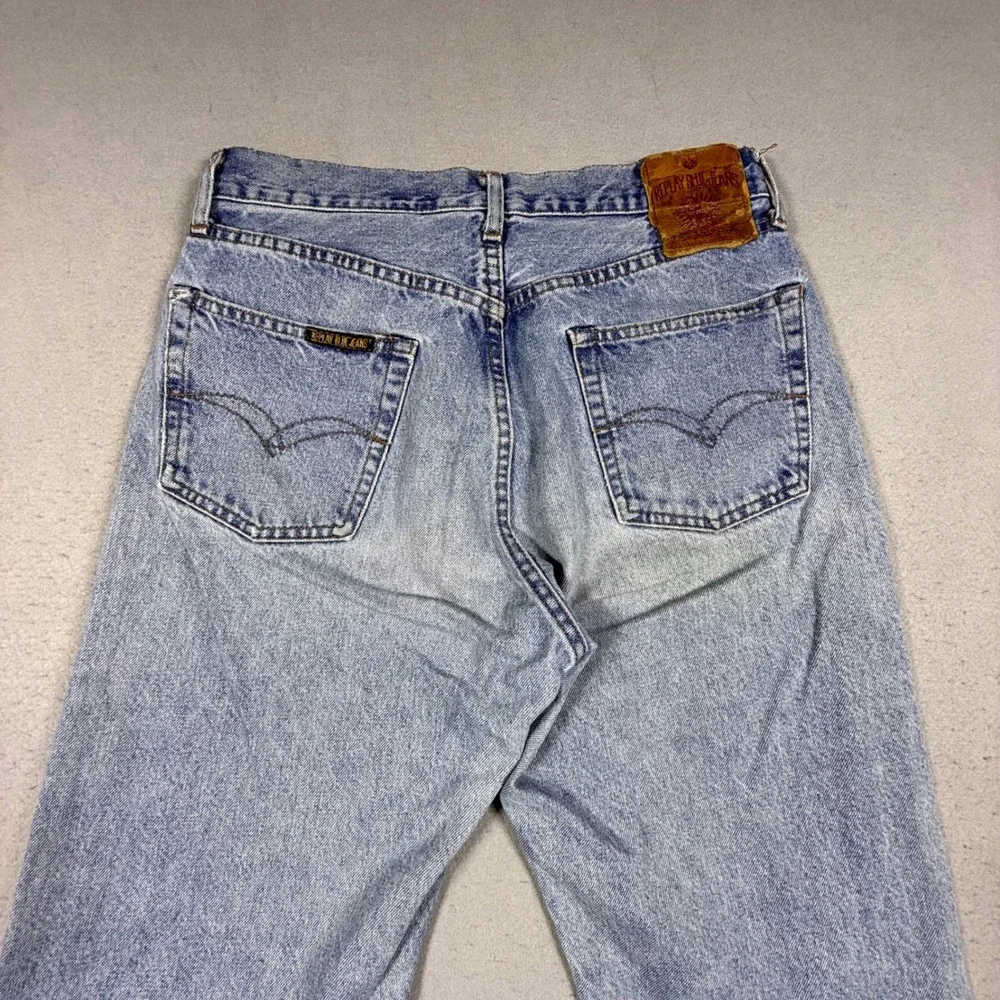 Replay Blue Jeans Mens Light Wash Straight Leg Denim Button Fly Vintage Style